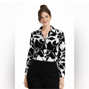 House of Harlow 1960 Women’s Black White Cropped Long Sleeve Blouse size L Nwt